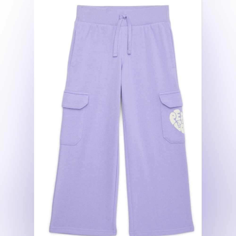 Wonder Nation Girls Peace & Love Fleece Cargo Pants